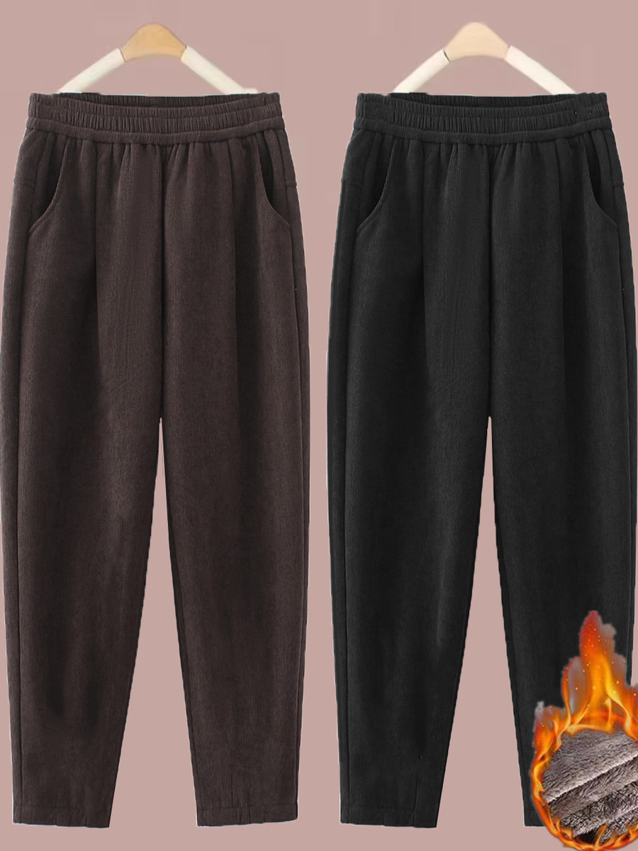 Corduroy Pant Warm - Verdikte broek met rechte pijpen, dames