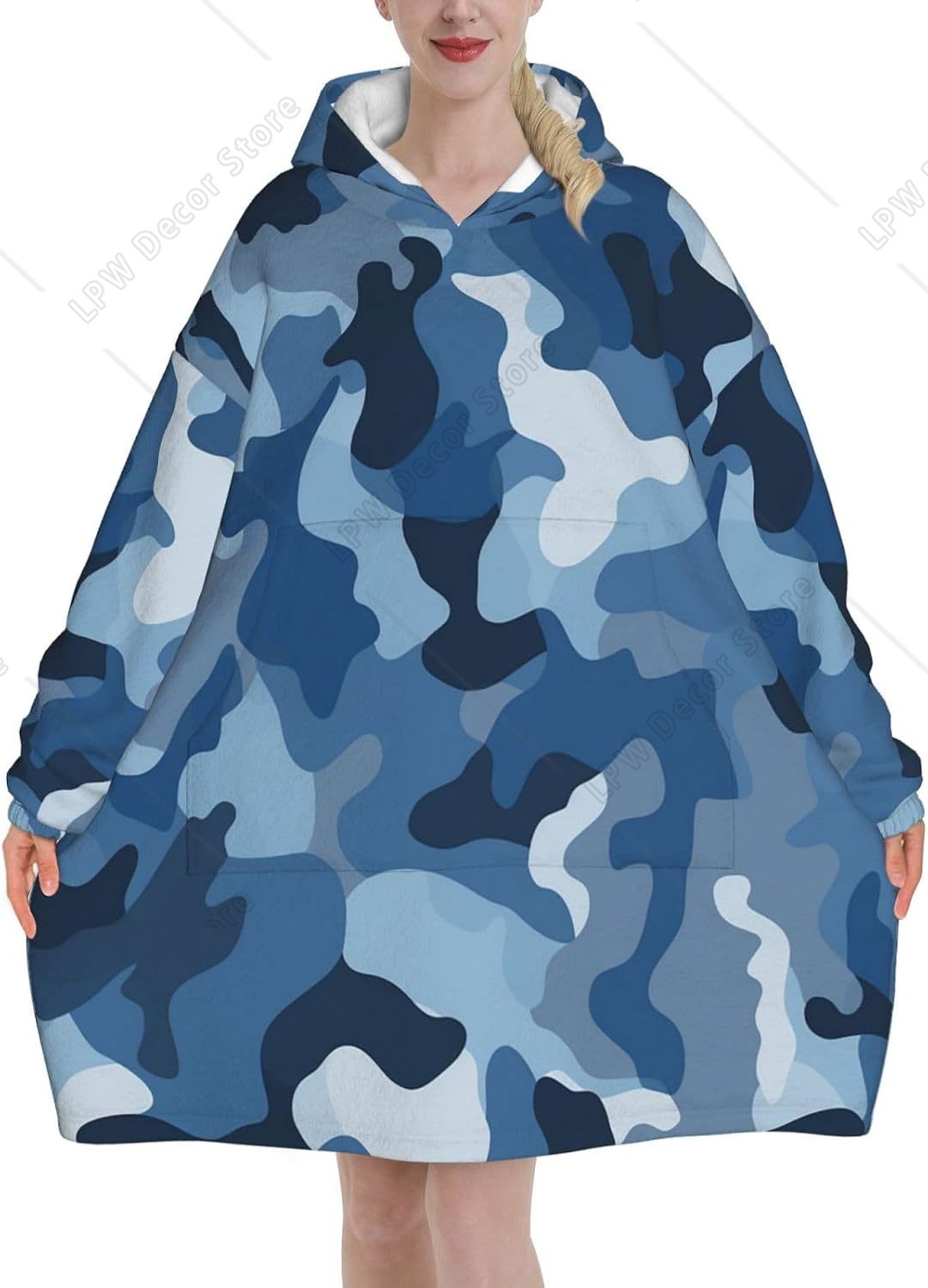 Klassieke blauwe camouflage dr - Sherpa Hoodie Fleece recensie en prijs