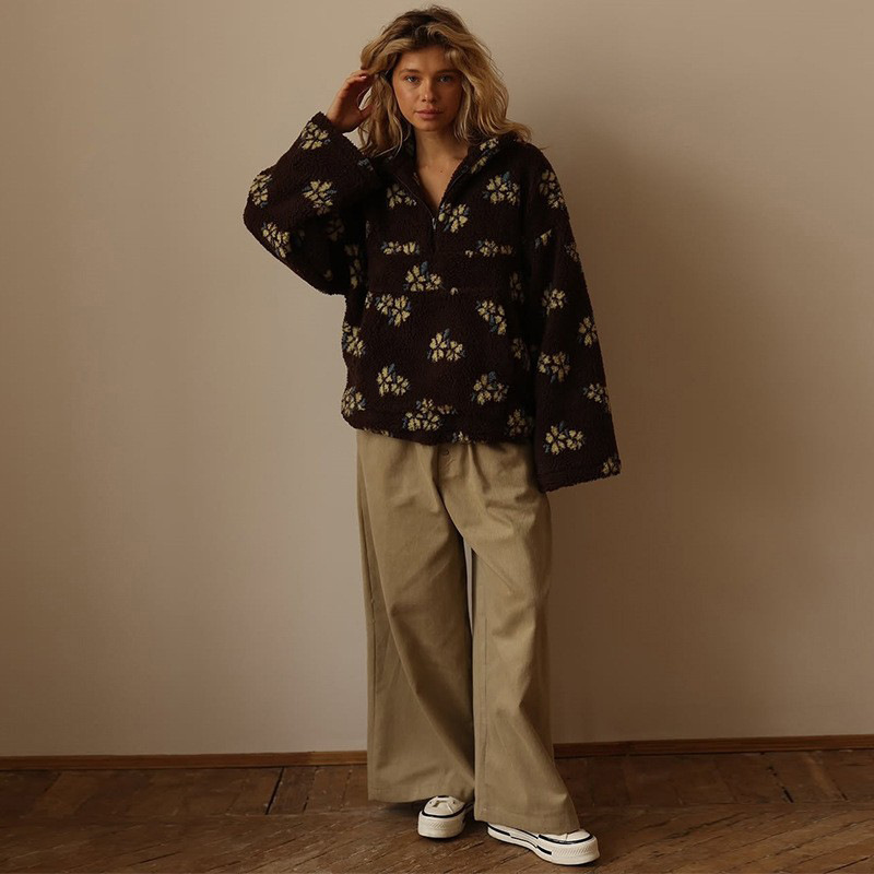 Bloemenprint Sherpa Half Zip P - Sherpa Hoodie Fleece recensie en prijs